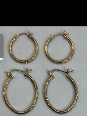 10k&14k Gold Hoop Earrings -PERFECT HOOP STACK Classic Gold Hoops Diamond Cut
